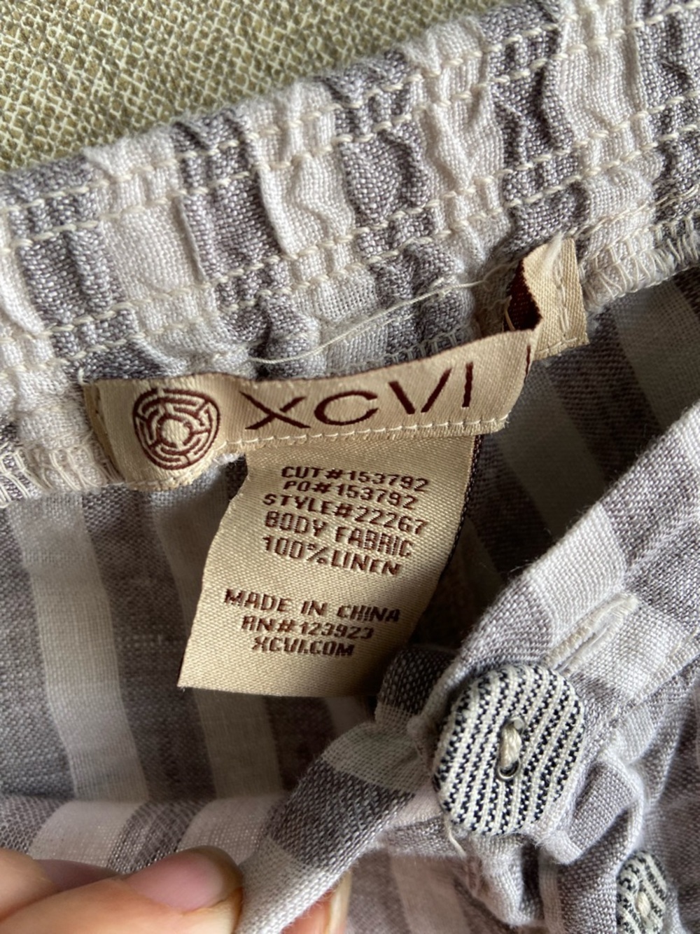 XCVI 100% linen wide leg pants grey & white stripe XL summer beach natural fiber - Picture 4 of 7